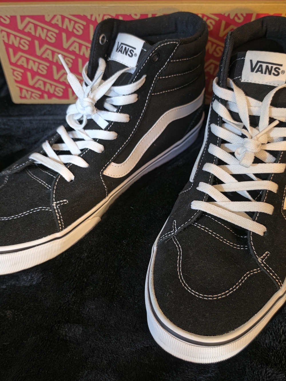 NIB Vans Filmore Hi Black White High Top Skate Shoes Sneakers Men Size 11.5